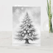 Pastel Bare Pine Tree Enorme Glanzende Ornamenten Feestdagen Kaart (Achterkant)