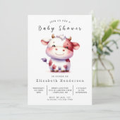 Pastel Barn Koe Baby shower Kaart (Staand voorkant)