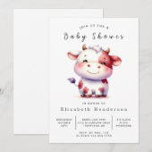 Pastel Barn Koe Baby shower Kaart (Voorkant / Achterkant)