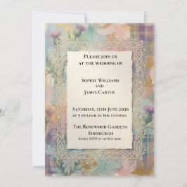 Pastel Barok Huwelijksuitnodiging met Bloemen Kaart