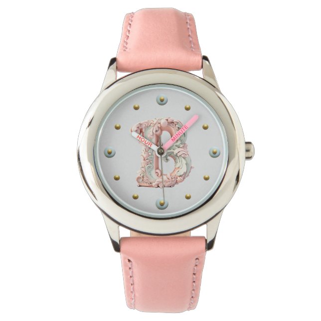 Pastel Barok letter B Horloge (Voorkant)