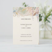 Pastel Barokke Bloemige Save The Date Kaart (Staand voorkant)