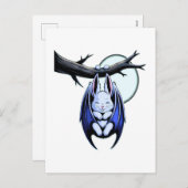 Pastel Bat Bunny Spooky Schattige Halloween Feestdagenkaart (Voorkant / Achterkant)