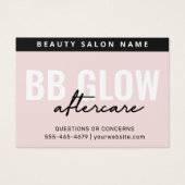 Pastel BB Gloed Facial After Care Instruction Kaar Visitekaartje (Voorkant)