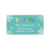 Pastel Be Jolly Snowflakes Holiday Greetings Etiket (Voorkant)