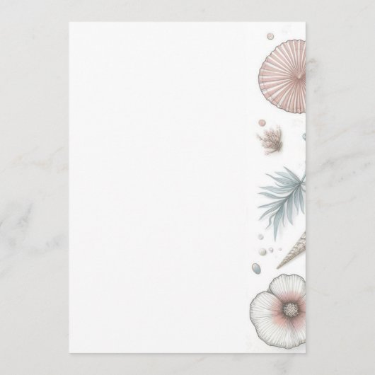 Pastel Beach bruiloft Menu (Achterkant)