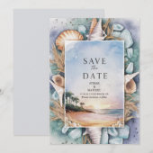 Pastel Beach bruiloft Save The Date (Voorkant / Achterkant)