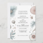 Pastel Beach bruiloft uitnodiging met QR-code (Voorkant)