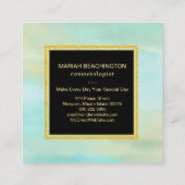*~* Pastel BEACH COLORS Abstracte Aqua Mint Vierkante Visitekaartje (Achterkant)