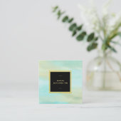 *~* Pastel BEACH COLORS Abstracte Aqua Mint Vierkante Visitekaartje (Staand voorkant)