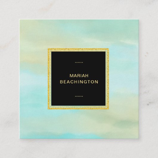 *~* Pastel BEACH COLORS Abstracte Aqua Mint Vierkante Visitekaartje (Voorkant)
