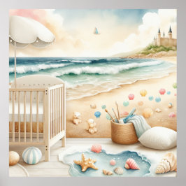 Pastel Beach Nursery Poster