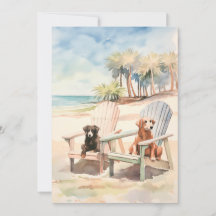 Pastel Beach Scene Honden in Adirondack Stoelen