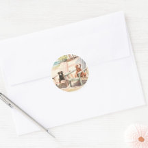 Pastel Beach Scene Honden in Adirondack Stoelen