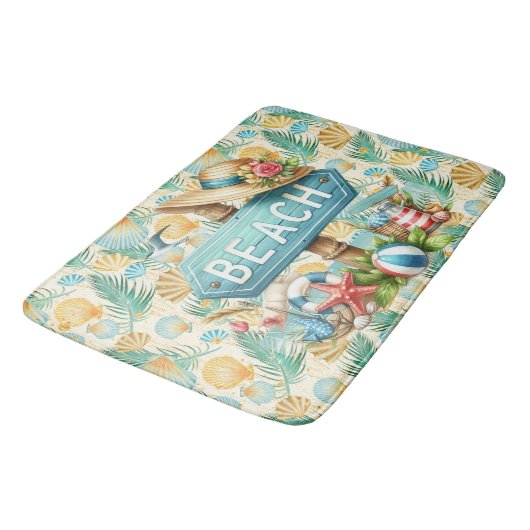 Pastel Beach Shells Badmat (Gekanteld)