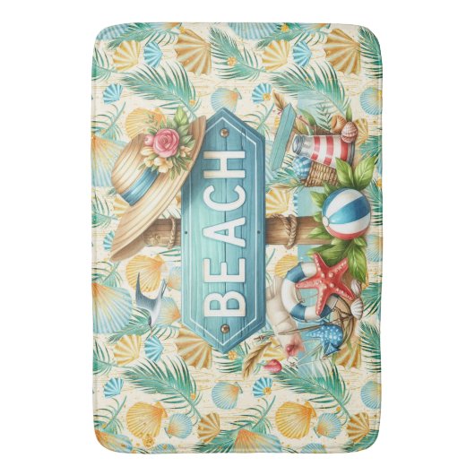 Pastel Beach Shells Badmat (Voorkant Verticaal)