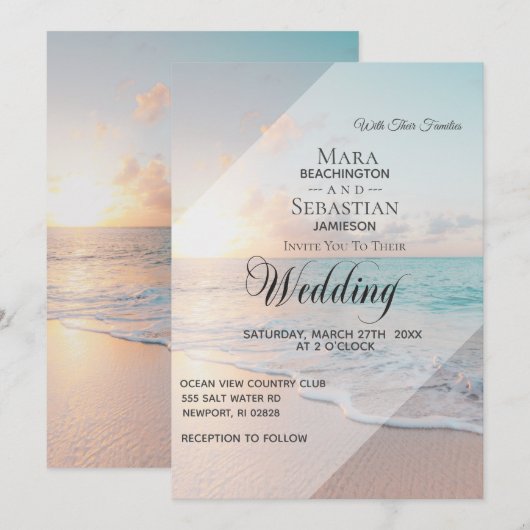 *~* Pastel Beach Sunset Sunrise Weddenschap Kaart (Voorkant / Achterkant)