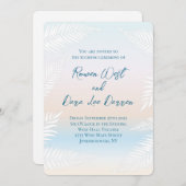 Pastel Beach Sunset Tropical Palm Leaf Wedding Kaart (Voorkant / Achterkant)