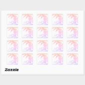 Pastel Beach Wedding Palm Tree Leaves Sunrise Vierkante Sticker (Vel)