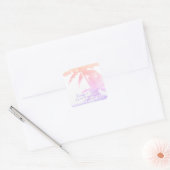 Pastel Beach Wedding Palm Tree Leaves Sunrise Vierkante Sticker (Envelop)