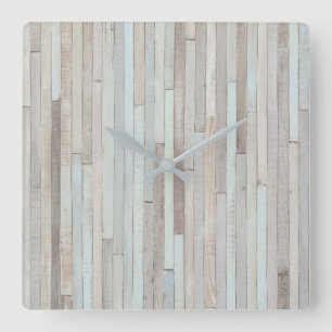 PASTEL BEACH WOOD CLOCK VIERKANTE KLOK