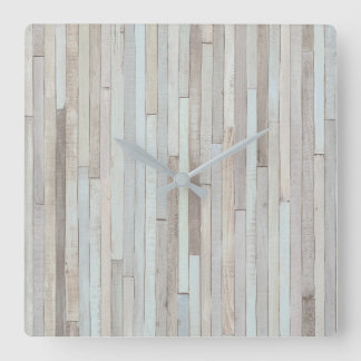 PASTEL BEACH WOOD CLOCK VIERKANTE KLOK