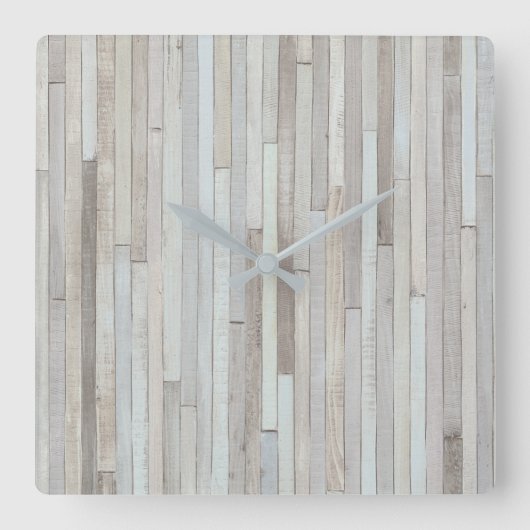 PASTEL BEACH WOOD CLOCK VIERKANTE KLOK (Voorkant)