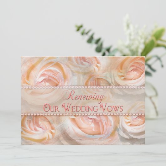 Pastel Beauty Renewing Vows-uitnodiging - Rozen Kaart (Staand voorkant)