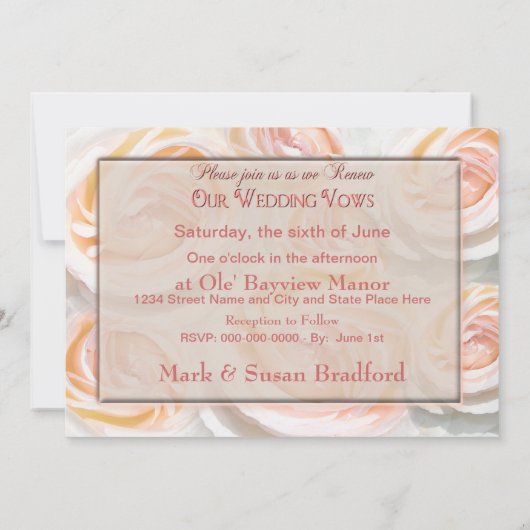 Pastel Beauty Renewing Vows-uitnodiging - Rozen Kaart (Achterkant)