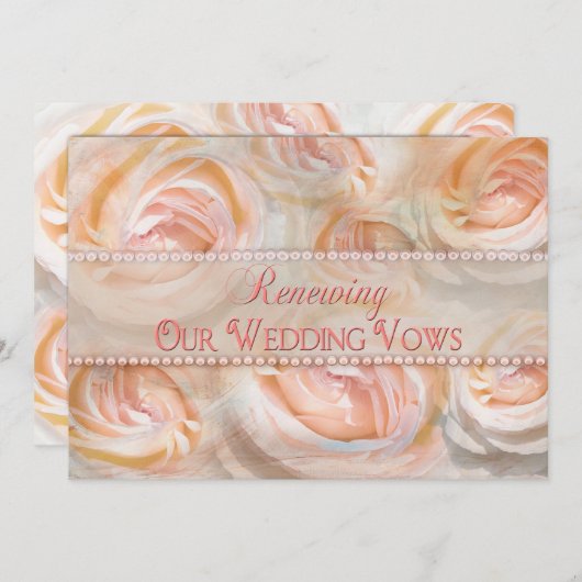 Pastel Beauty Renewing Vows-uitnodiging - Rozen Kaart (Voorkant / Achterkant)