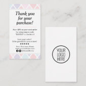 Pastel bedankt voor uw aankoop visitekaartje (Voorkant / Achterkant)