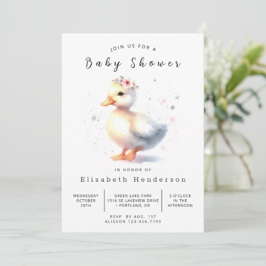 Pastel bedrukbare eend Baby shower Kaart (Staand voorkant)