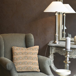 Pastel beige bloemmotief strepen kussen