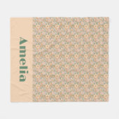 Pastel beige bloempatroon naam fleece deken (Voorkant (Horizontaal))