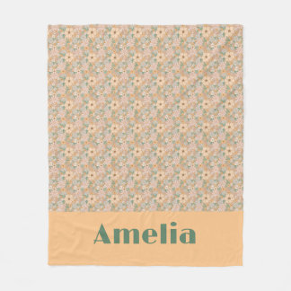 Pastel beige bloempatroon naam fleece deken