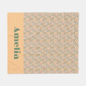 Pastel beige bloempatroon naam fleece deken (Voorkant (Horizontaal))