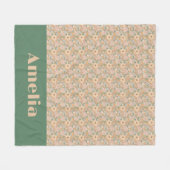 Pastel beige bloempatroon naam fleece deken (Voorkant (Horizontaal))