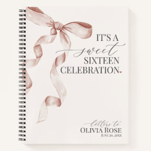 Pastel Beige Bow Sweet 16 Brieven aan Verjaardagsm Notitieboek