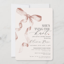 Pastel Beige Coquette Bow Vrijgezellenfeest Uitnod