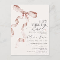 Pastel Beige Coquette Bow Vrijgezellenfeest Uitnod
