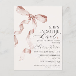 Pastel Beige Coquette Bow Vrijgezellenfeest Uitnod Briefkaart