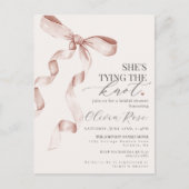 Pastel Beige Coquette Bow Vrijgezellenfeest Uitnod Briefkaart (Voorkant)