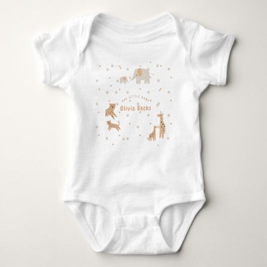 Pastel Beige Cute Illustratieve Baby Shower Romper (Voorkant)