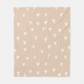Pastel Beige Doodles Schattig Hart Patroon Fleece Deken (Voorkant)