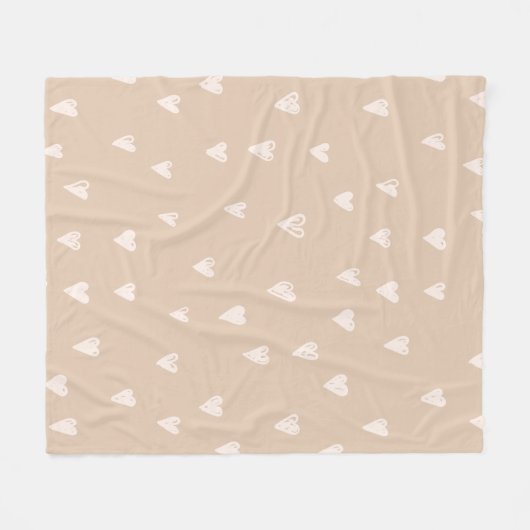 Pastel Beige Doodles Schattig Hart Patroon Fleece Deken (Voorkant (Horizontaal))