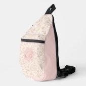 Pastel Beige en Paarse bloemen Sling Bag (Rechterhoek)