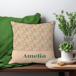 Pastel beige floral patroonnaam kussen