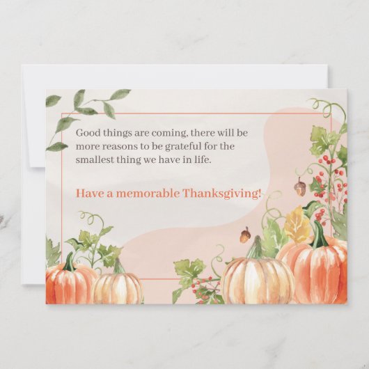 Pastel Beige Floral Thanksgiving Feestdagenkaart (Voorkant)