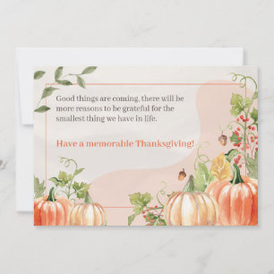 Pastel Beige Floral Thanksgiving Feestdagenkaart