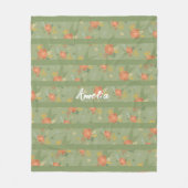 Pastel beige groene mint floral stripe patroonnaam fleece deken (Voorkant)